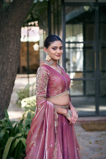 Blush Pink Fendi Embroidery Lehenga Choli