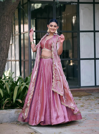 Blush Pink Fendi Embroidery Lehenga Choli