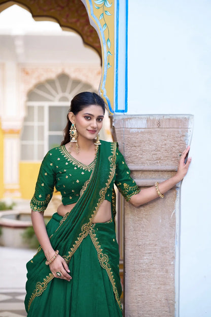 Teal Green Embroidery Lehenga Choli
