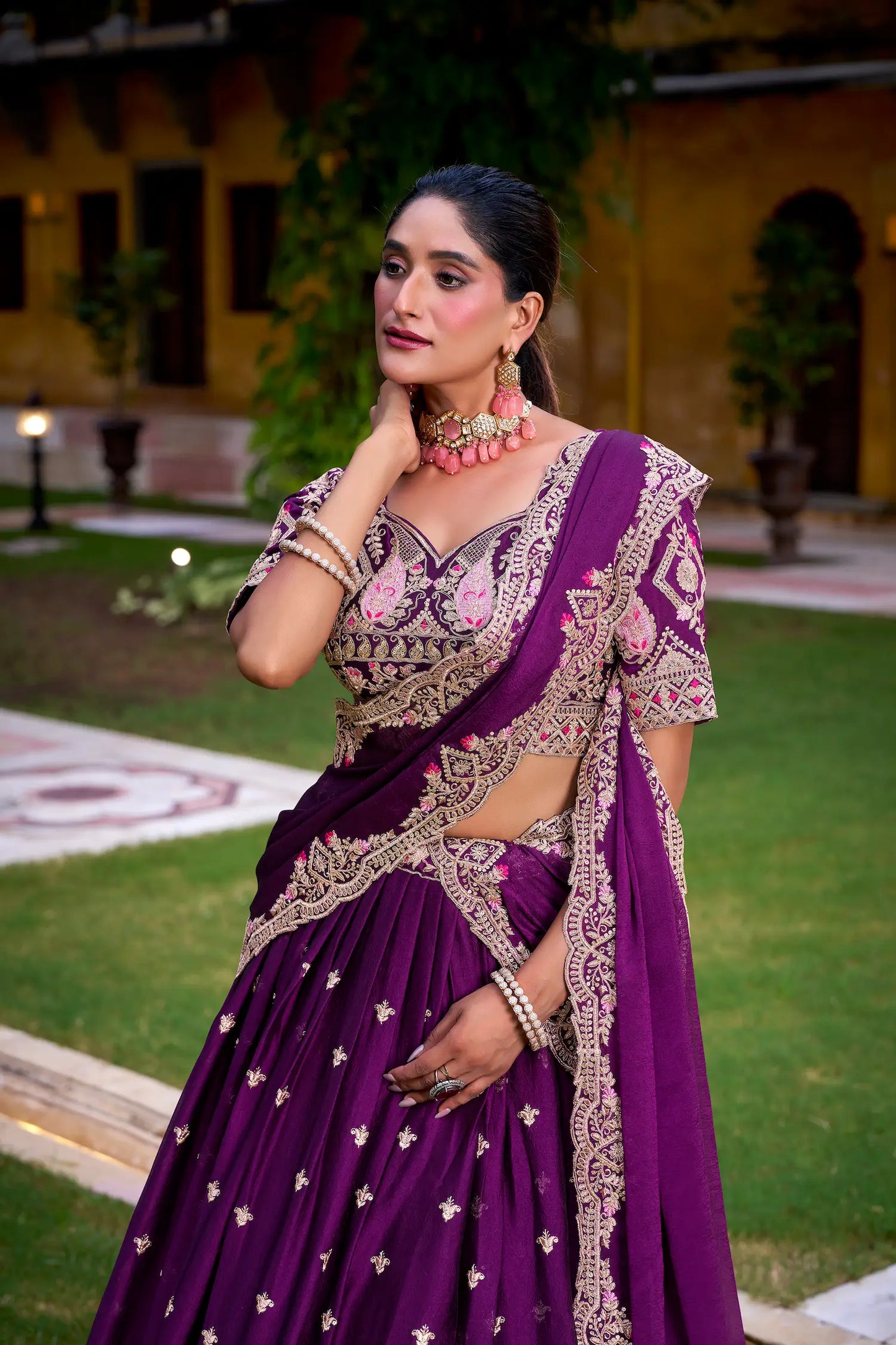 Purple Rangoli Crush Embroidery Lehenga Choli