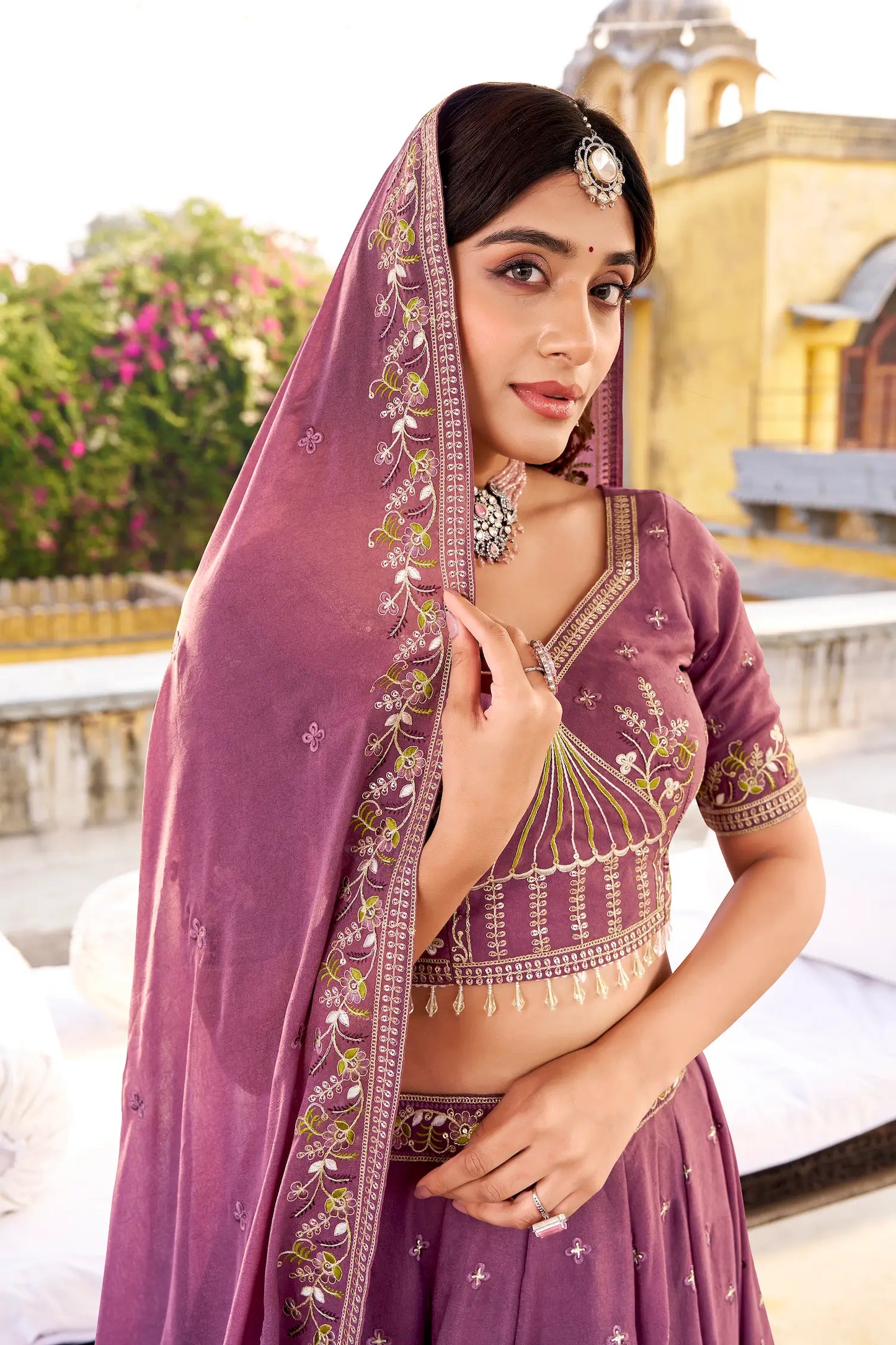 Lavender Chocolate Crush Embroidery Lehenga Choli