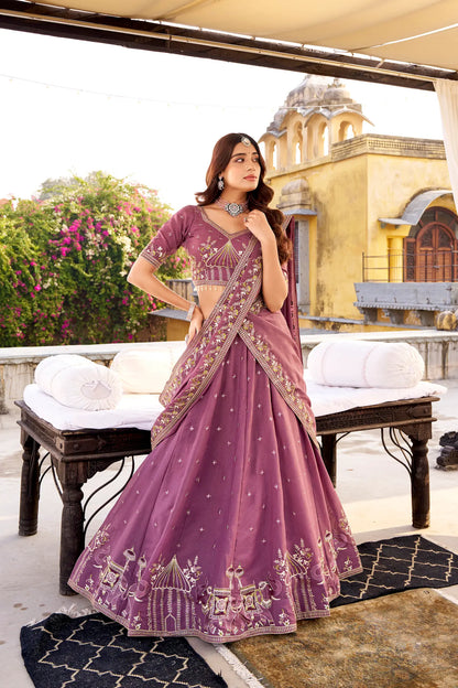Lavender Chocolate Crush Embroidery Lehenga Choli
