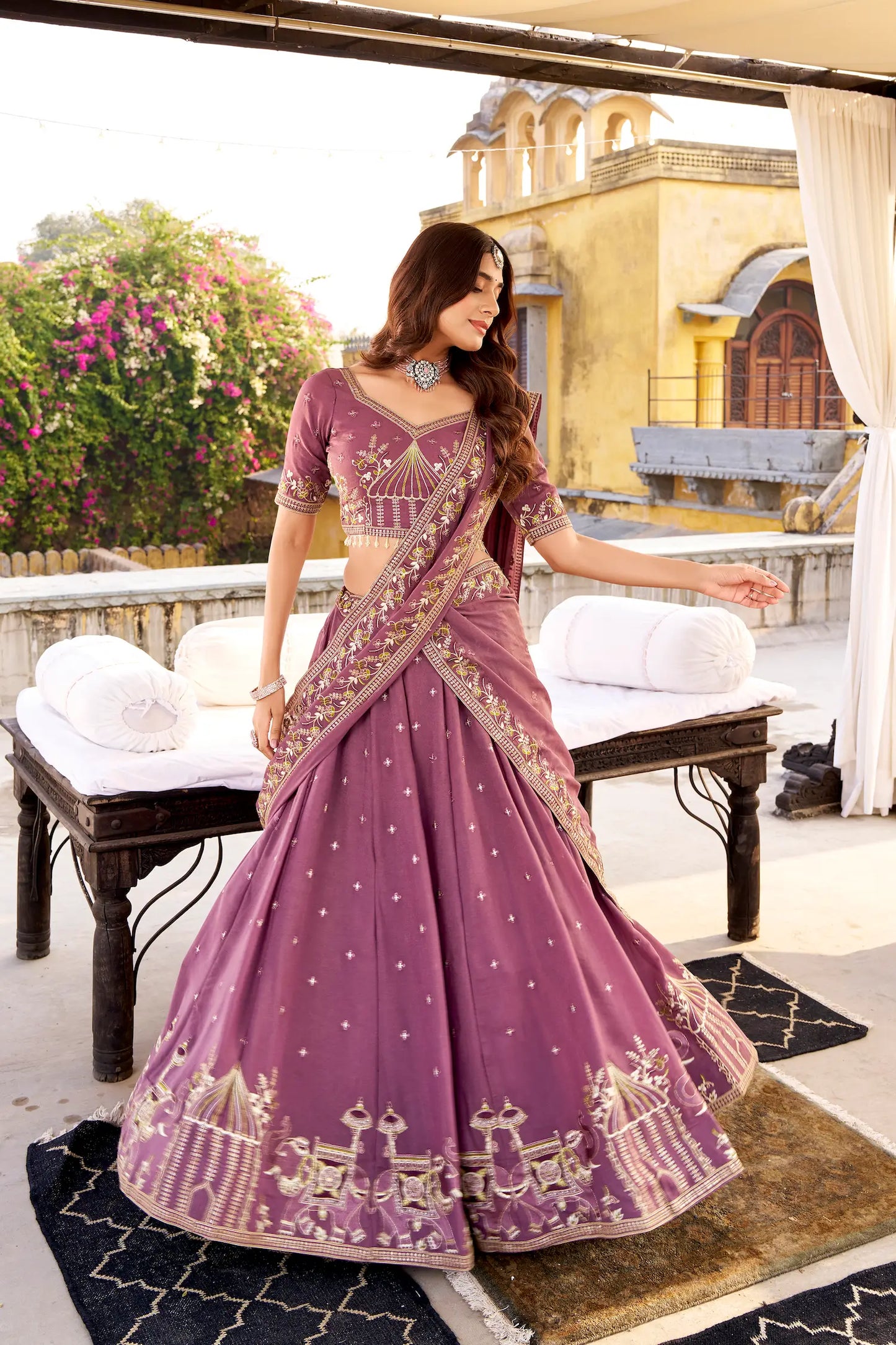 Lavender Chocolate Crush Embroidery Lehenga Choli