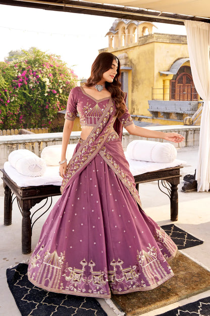 Lavender Chocolate Crush Embroidery Lehenga Choli