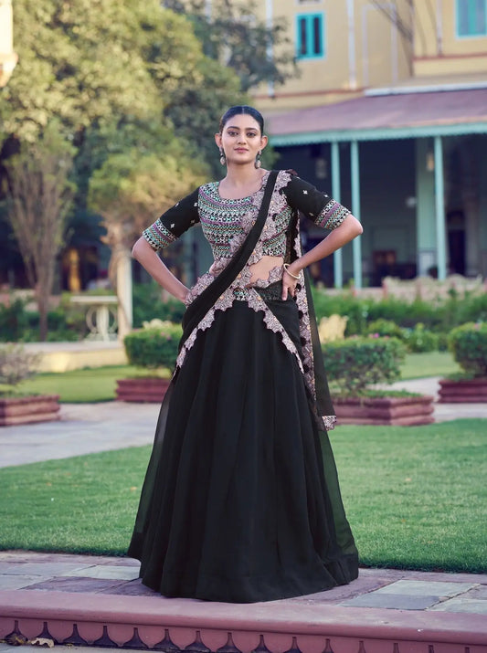 Rich Black Embroidered Lehenga Choli