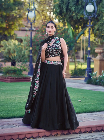 Jade Black Fendi Embroidery Lehenga Choli
