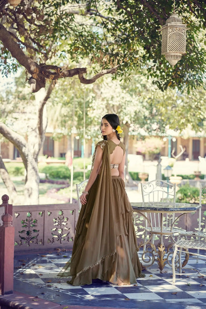 Coffee Brown Stylish Lehenga Choli