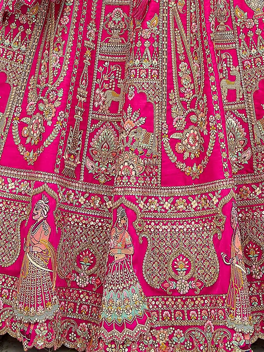 Designer Pink Bridal Lehenga With Heavy Embroidery & 2 Dupatta