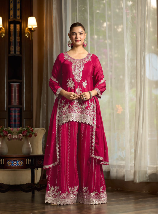 Rani Pink Chinon Embroidery Salwar Suit