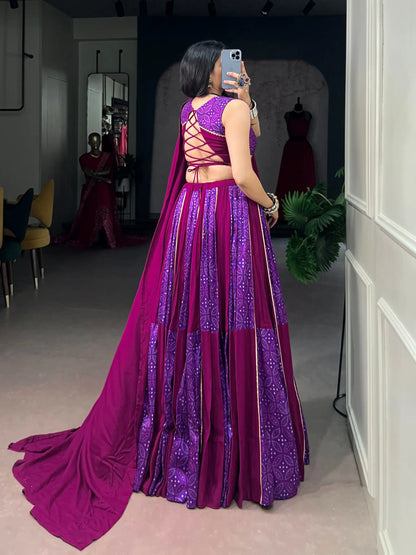 Purple-Wine Printed Garba Chaniya Choli