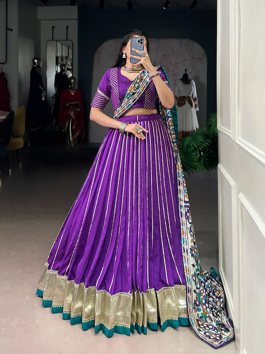 Purple Navratri Lehenga Choli With Lace Touch Up