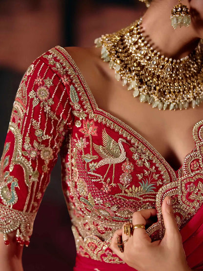 Heritage Red Bridal Lehenga & 2 Dupatta