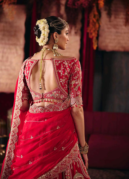 Heritage Red Bridal Lehenga & 2 Dupatta