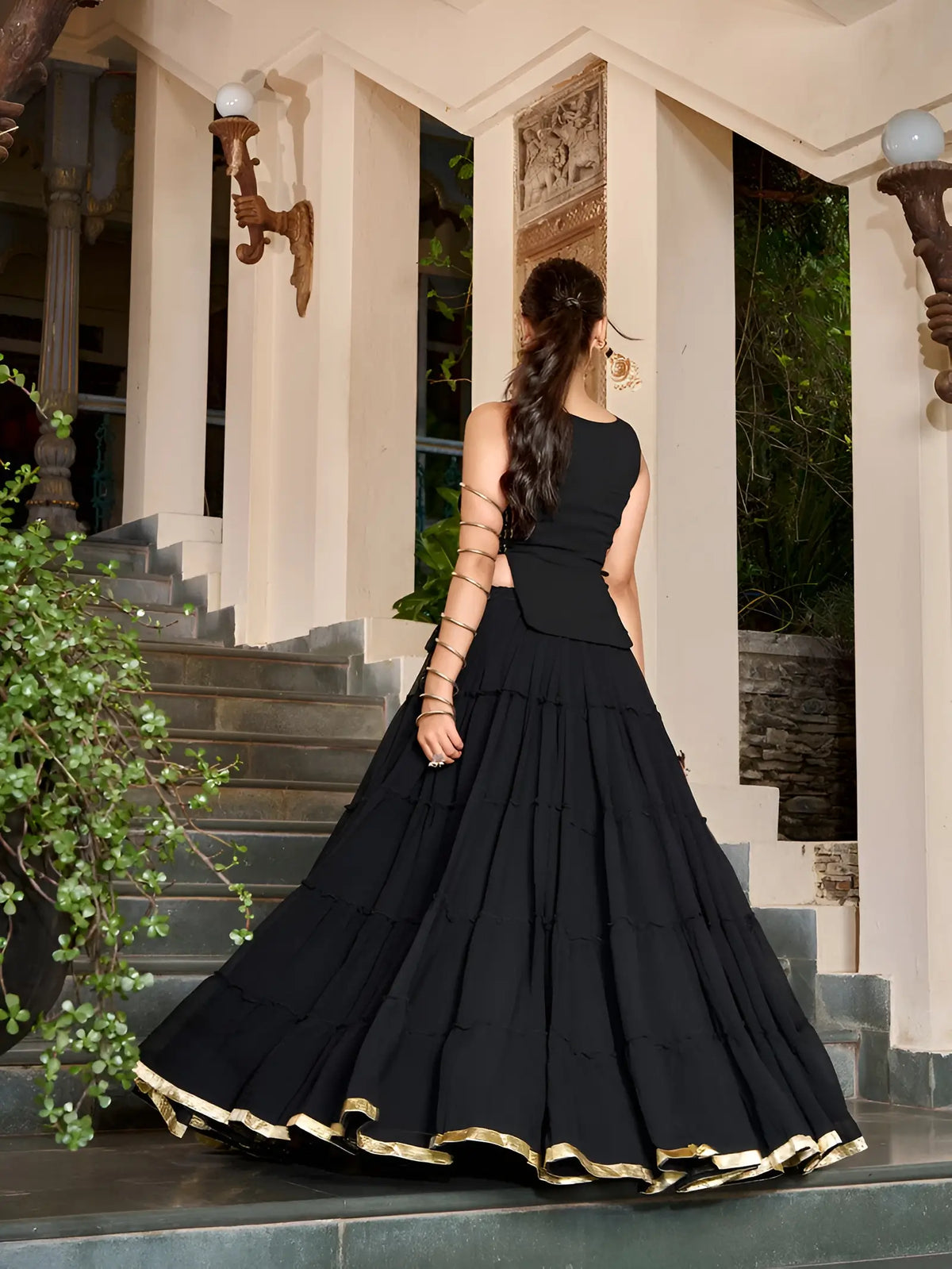 Black Light Weight Stylish Navratri Lehenga