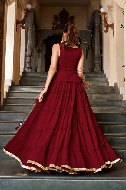 Red Light Weight Stylish Navratri Lehenga