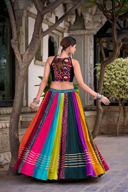 Multicolor Gamthi Wok & Printed Chaniya Choli