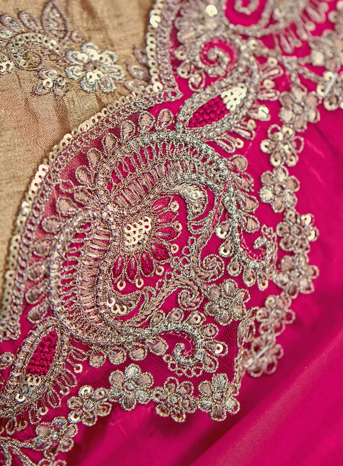 Hot Pink Embroidery Border Saree