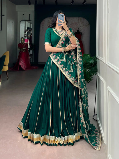 Green Navratri Lehenga With embroidered Dupatta