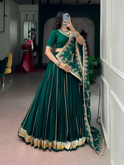 Green Navratri Lehenga With embroidered Dupatta