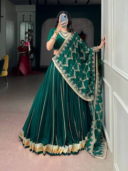 Green Navratri Lehenga With embroidered Dupatta