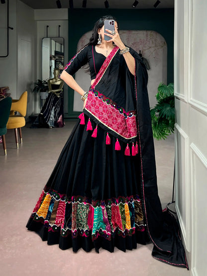 Black Navratri Chaniya Choli With Patch Work