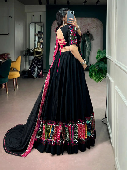 Black Navratri Chaniya Choli With Patch Work