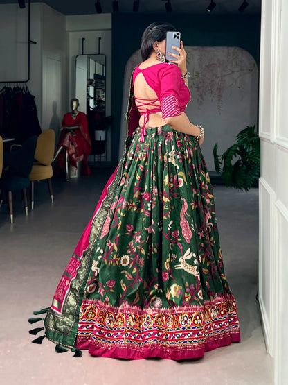 Dark Olive Navratri Lehenga Choli With Gamthi Work