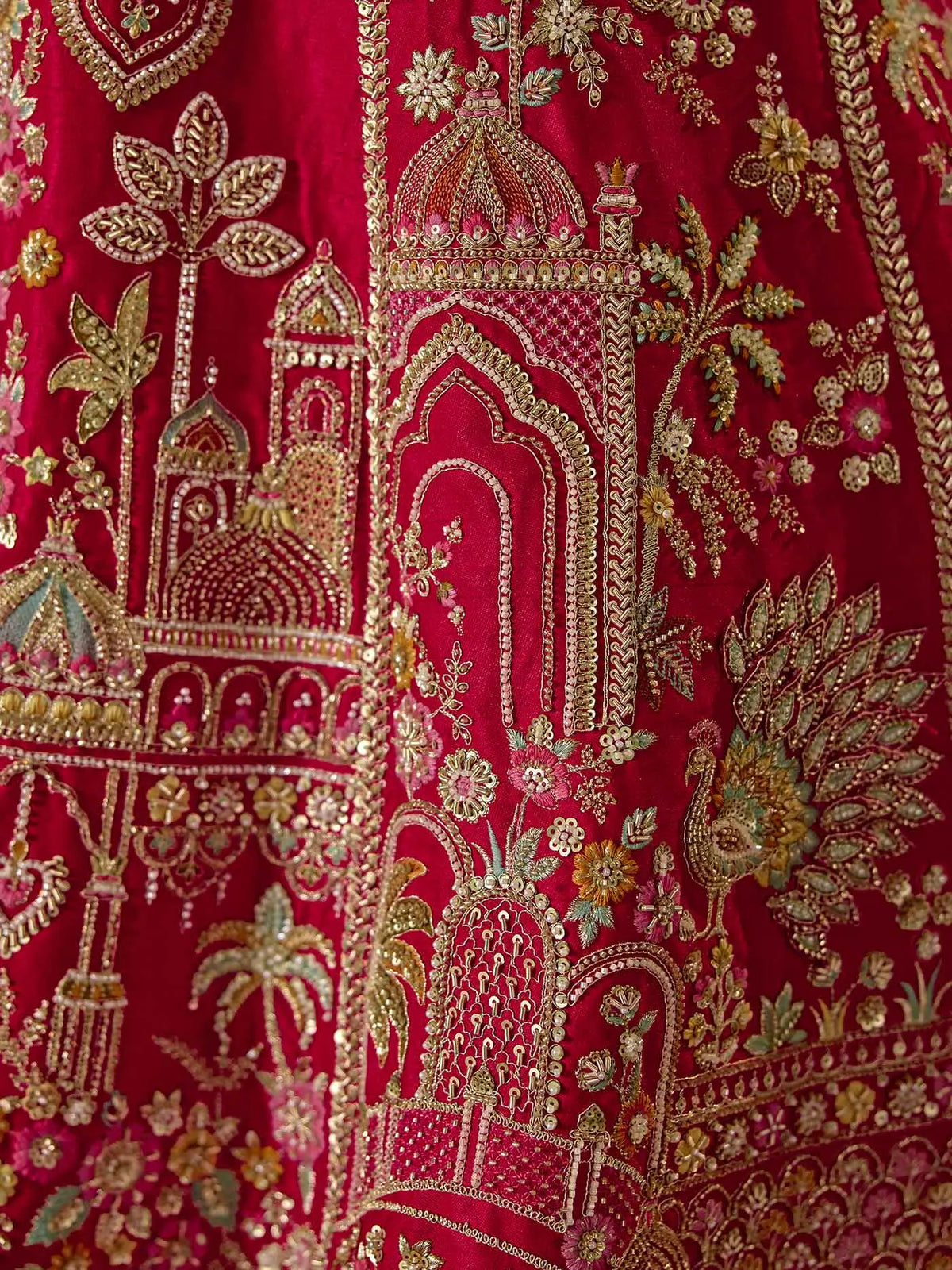 Red Heavy Bridal Lehenga Choli & 2 Dupatta