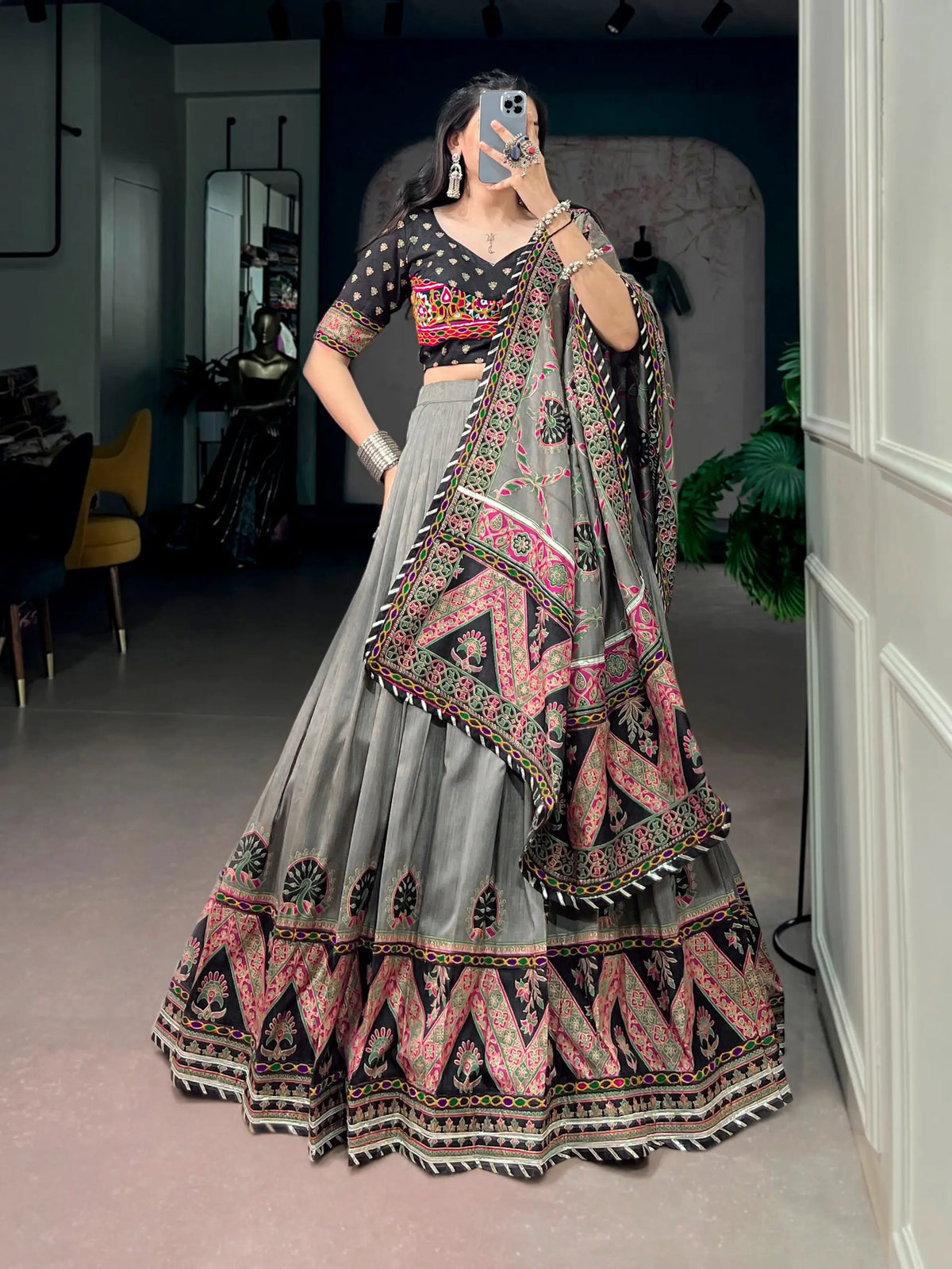 Black Printed Navratri Chaniya Choli