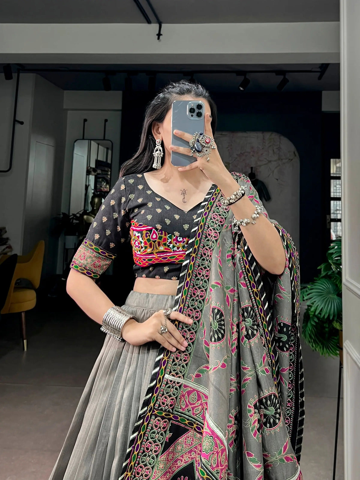 Black Printed Navratri Chaniya Choli