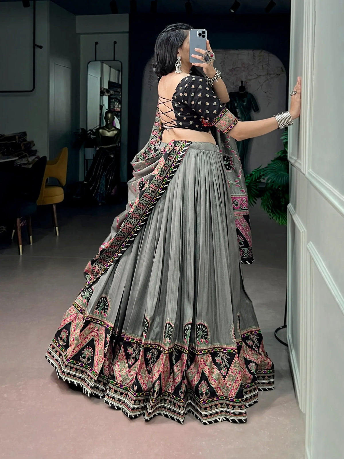 Black Printed Navratri Chaniya Choli