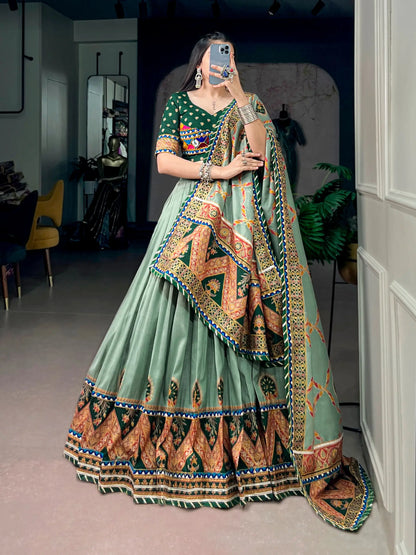 Green Printed Navratri Chaniya Choli