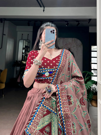 Maroon Printed Navratri Chaniya Choli