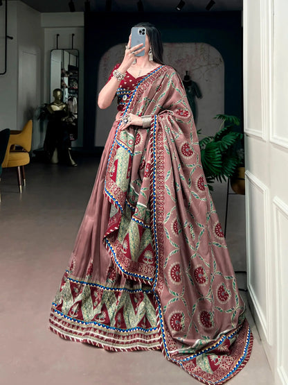 Maroon Printed Navratri Chaniya Choli