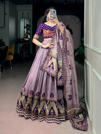 Purple Printed Navratri Chaniya Choli