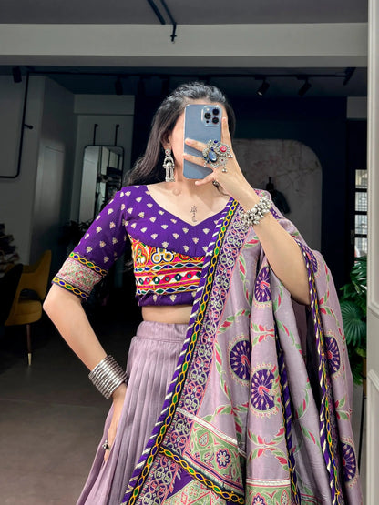 Purple Printed Navratri Chaniya Choli