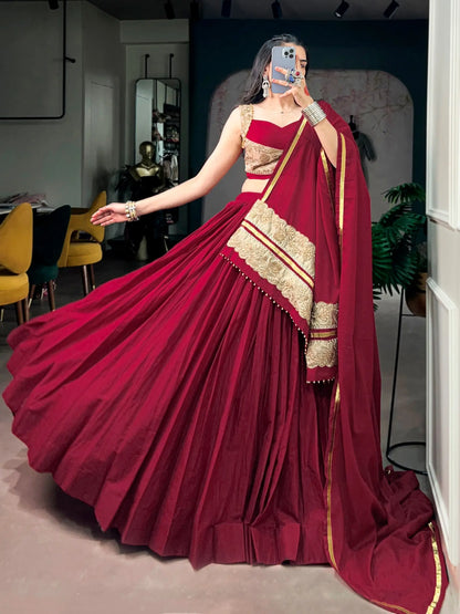 Maroon Mal Cotton Navratri Chaniya Choli