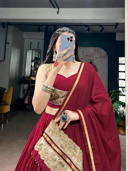Maroon Mal Cotton Navratri Chaniya Choli