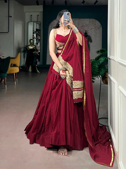 Maroon Mal Cotton Navratri Chaniya Choli