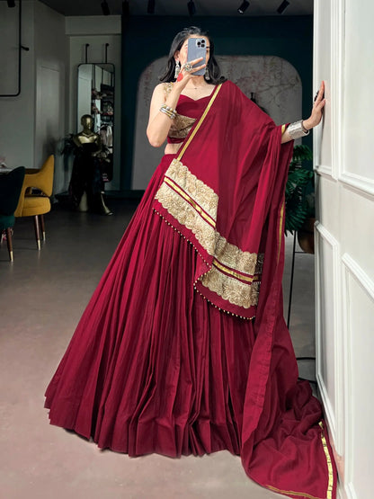 Maroon Mal Cotton Navratri Chaniya Choli