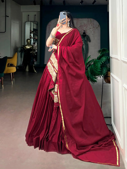 Maroon Mal Cotton Navratri Chaniya Choli