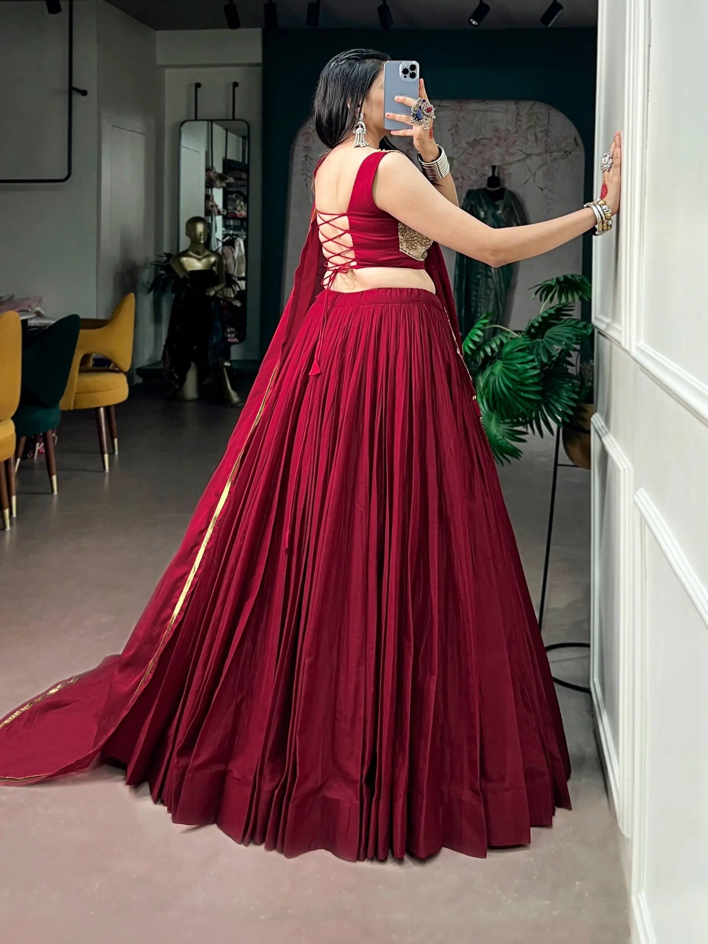 Maroon Mal Cotton Navratri Chaniya Choli