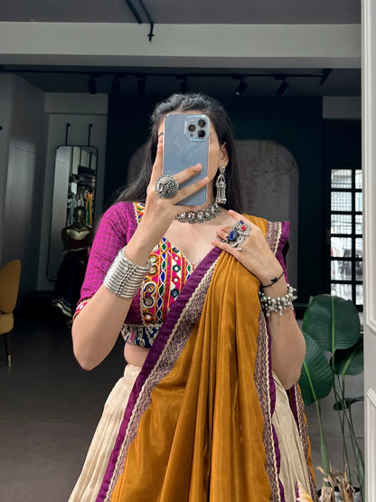 Wine Printed Navratri Chaniya Choli With Gamthi Work