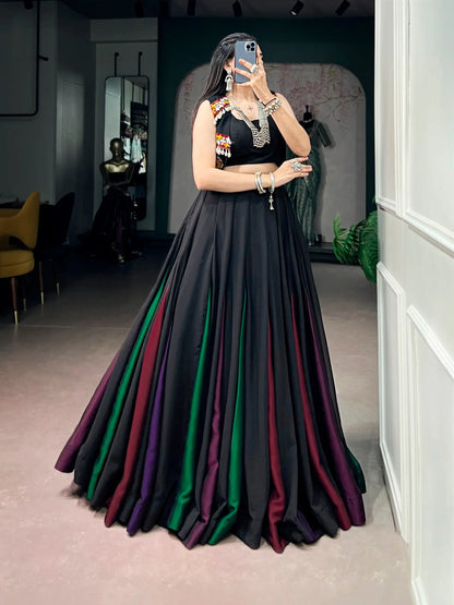 Black Georgette Gamthi Work Chaniya choli