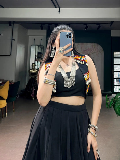 Black Georgette Gamthi Work Chaniya choli
