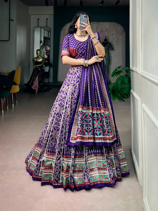 Purple Tasar Silk Navratri Chaniya Choli