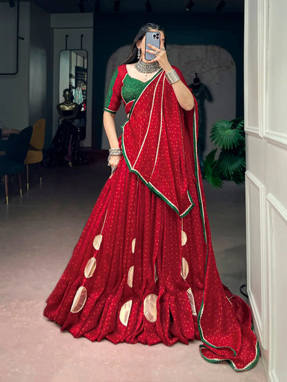 Red Printed Navratri Chaniya Choli