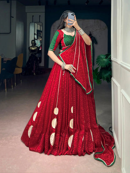 Red Printed Navratri Chaniya Choli