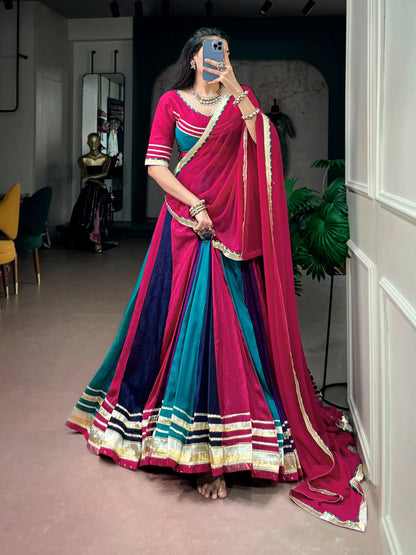 Multicolor Navratri Chaniya Choli With Lace Touch Up