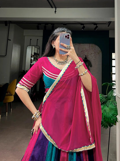 Multicolor Navratri Chaniya Choli With Lace Touch Up